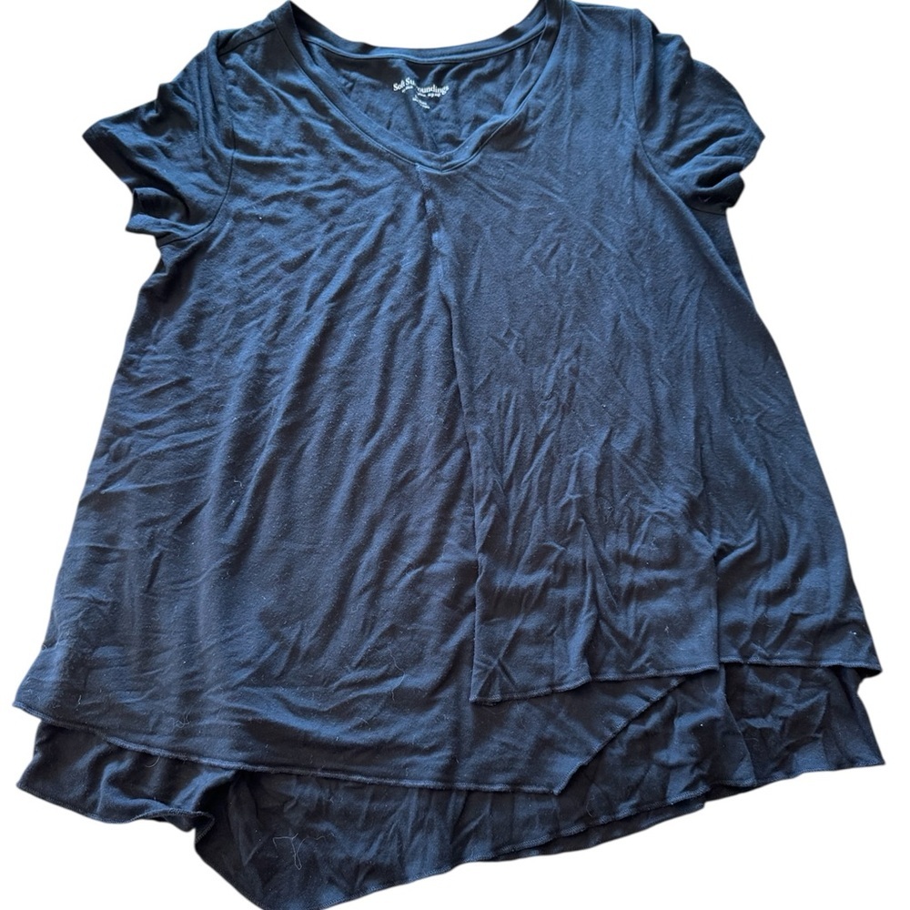 Soft Surroundings Black Layered Short Sleeve Top M